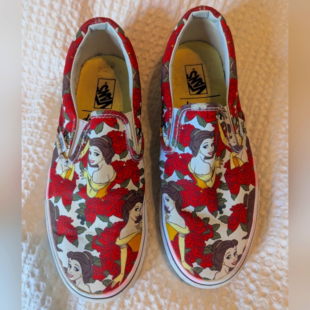 Disney Vans Slip-On Shoes - Beauty & Beast, Belle W10